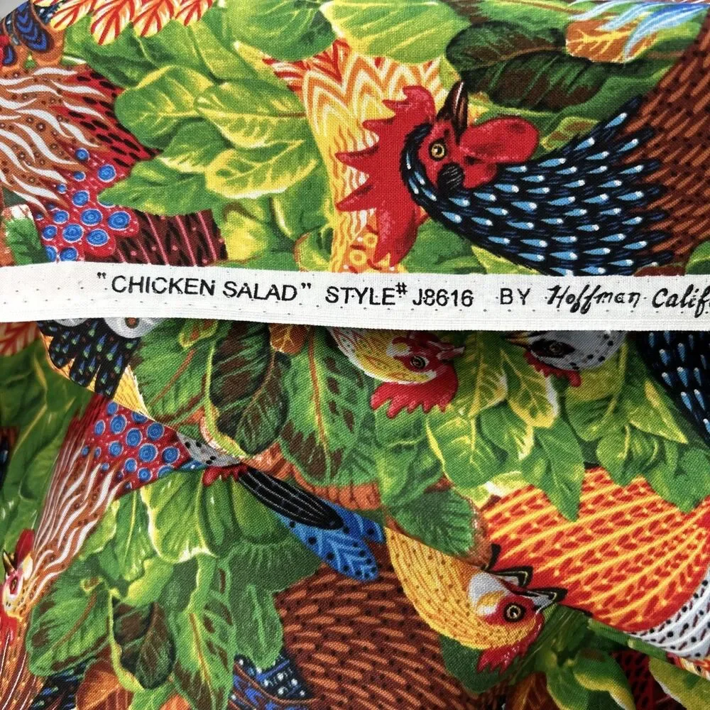 Hoffman Cotton Quilting Fabrics Rennie Rau Marquez Chicken Salad 1 Yd X 44
